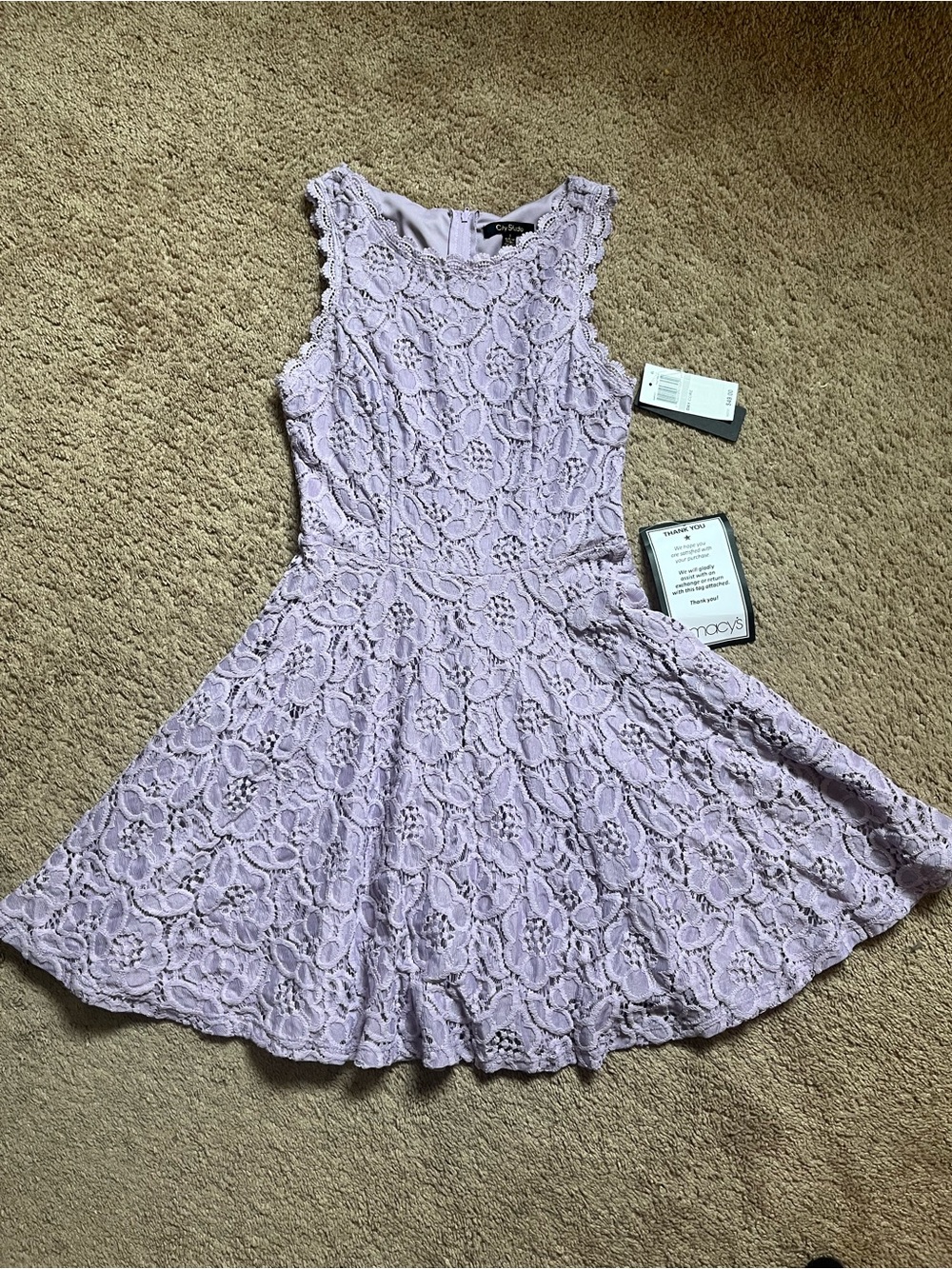 City Studio Lavender Lace Sleeveless Mini Dress